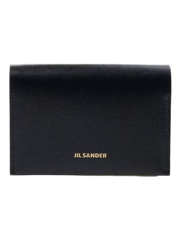 Origami Logo Calf Leather Card Wallet Black - JIL SANDER - BALAAN 1