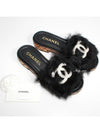 CC Logo Fur Shearling Mule Slippers Black G39357 - CHANEL - BALAAN 3