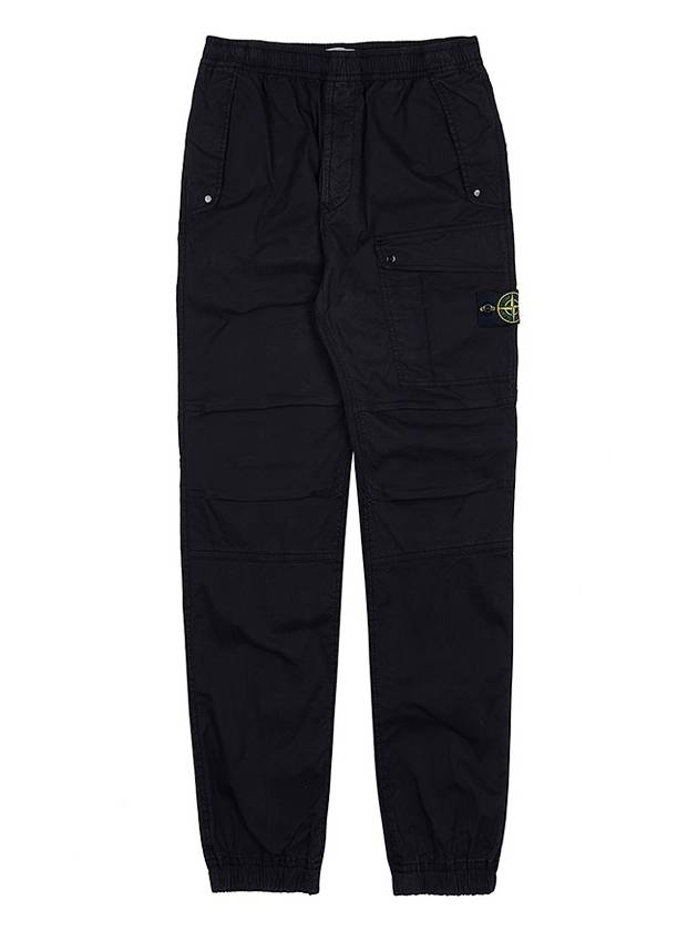 Logo Twill Cotton Cargo Track Pants Black - STONE ISLAND - BALAAN 9