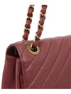 Diagonal Chevron Quilted Chain Flap Shoulder Bag Red Gold - CHANEL - BALAAN 6