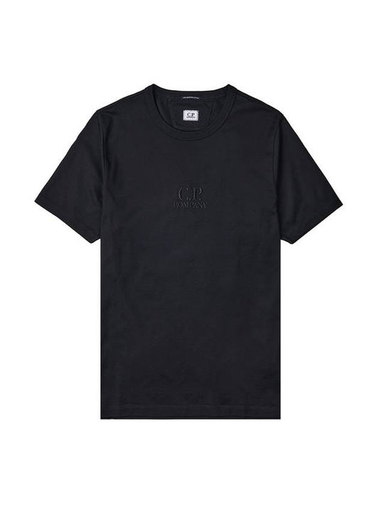 Logo Embroidered Cotton Short Sleeve T-Shirt Black - CP COMPANY - BALAAN 1