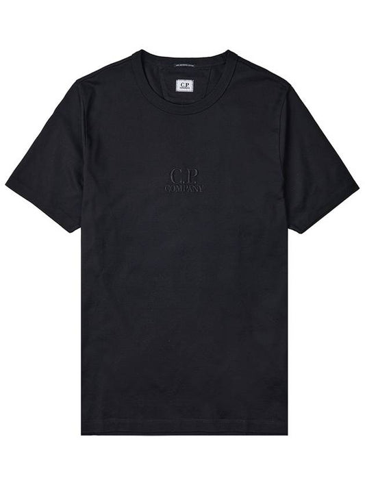 Logo Embroidered Cotton Short Sleeve T-Shirt Black - CP COMPANY - BALAAN.