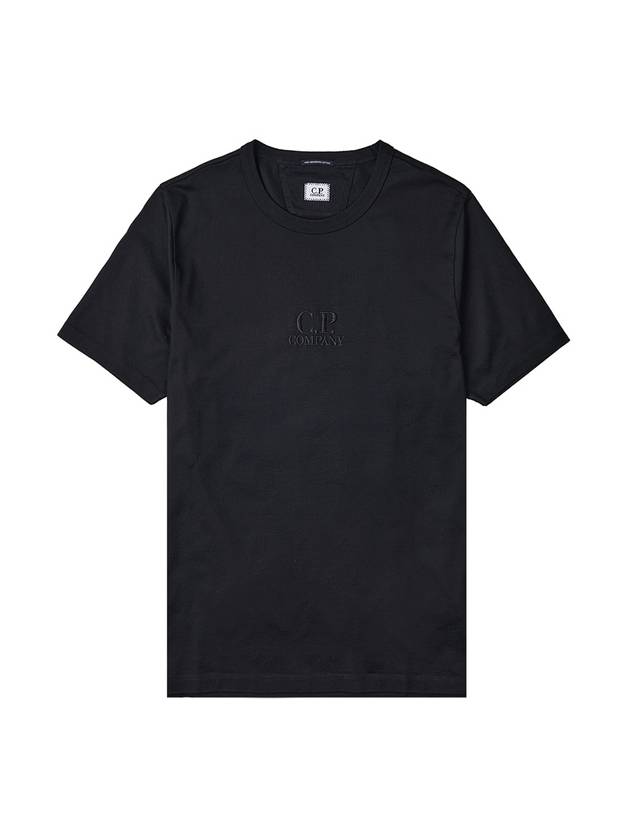 Embroidered Logo Cotton Short Sleeve T-Shirt Black - CP COMPANY - BALAAN 9