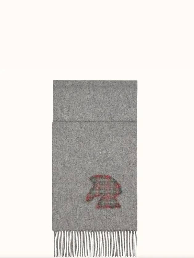 Highland Embroidered Patch Muffler Grey - HERMES - BALAAN 3