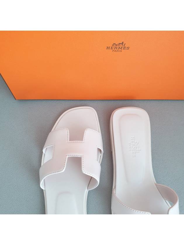 Oran Calfskin Slippers Blanc - HERMES - BALAAN 4