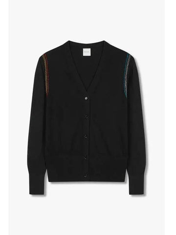 Women s Stitched Crew Neck Cardigan Black - PAUL SMITH - BALAAN 1