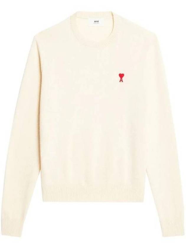 Men's Mini Heart Logo Merino Wool Knit TopVanilla - AMI - BALAAN 1