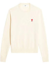 Men's Mini Heart Logo Merino Wool Knit TopVanilla - AMI - BALAAN 1