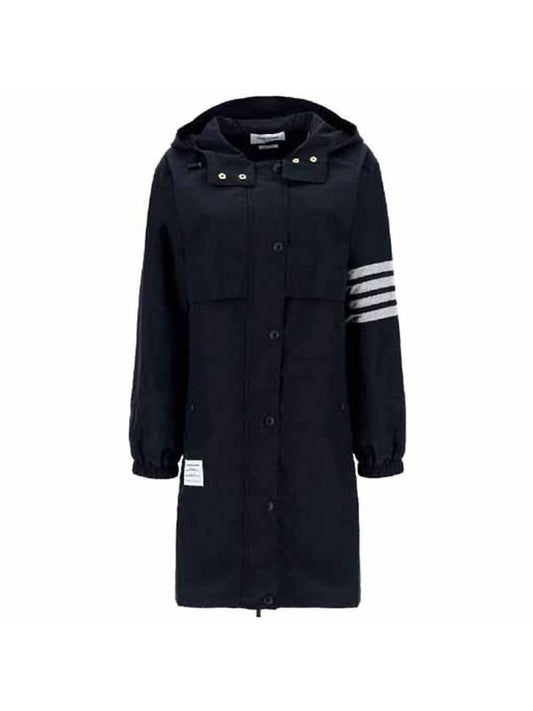 Diagonal Armband Ripstop Hoodie Parka Navy - THOM BROWNE - BALAAN 1