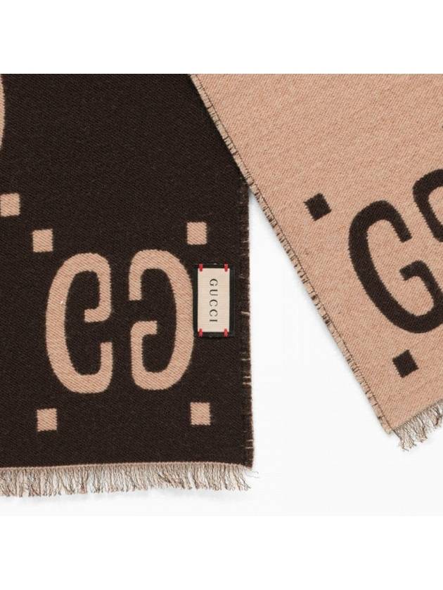 Interlocking GG Pattern Wool Silk Muffler Beige - GUCCI - BALAAN 4