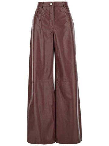 'Catania' Brown Wide Pants In Smooth Leather Woman - ARMA - BALAAN 1