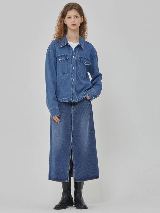 Denim round hem overfit shirt indigo - RYUL+WAI: - BALAAN 3