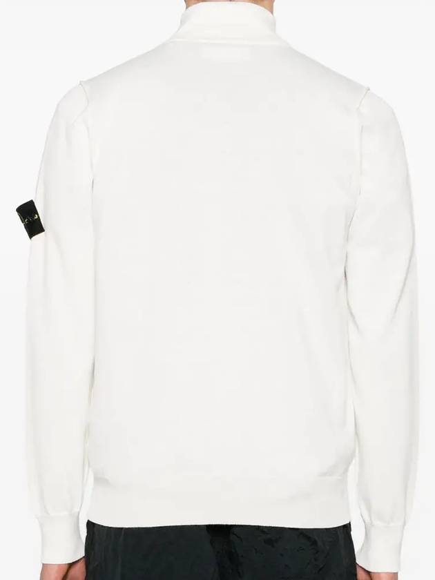 Wappen Patch Cotton Zip-Up Cardigan White - STONE ISLAND - BALAAN 5