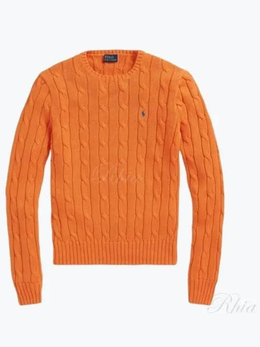 Embroidered Logo Pony Cable Knit Top Orange - POLO RALPH LAUREN - BALAAN 2