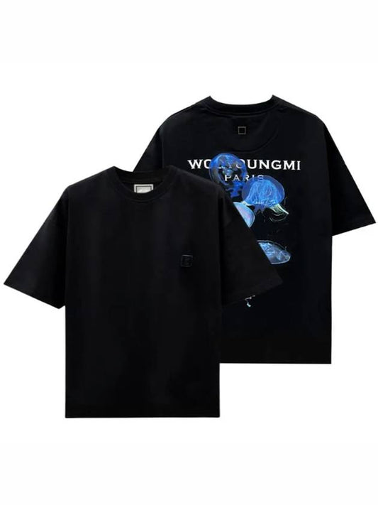 Jellyfish Bag Logo Cotton Short Sleeve T-Shirt Black - WOOYOUNGMI - BALAAN 2