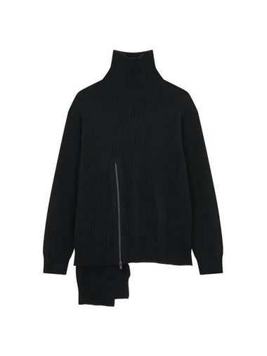 Yohji Yamamoto HOMME Zipper Slit Turtleneck Knit Black - YOHJI YAMAMOTO - BALAAN 1