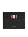 Pebble Grain Leather Stripe Note Compartment Card Wallet Black - THOM BROWNE - BALAAN 2