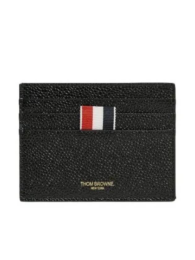 Pebble Grain Leather Stripe Note Compartment Card Wallet Black - THOM BROWNE - BALAAN 2