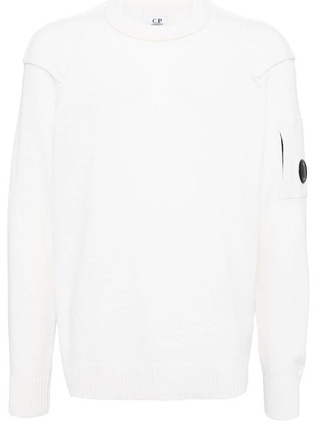 Lambswool GRS Crew Neck Knit Top White - CP COMPANY - BALAAN 2