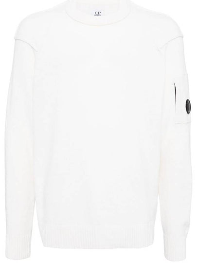 Lambswool GRS Crew Neck Knit Top White - CP COMPANY - BALAAN 2