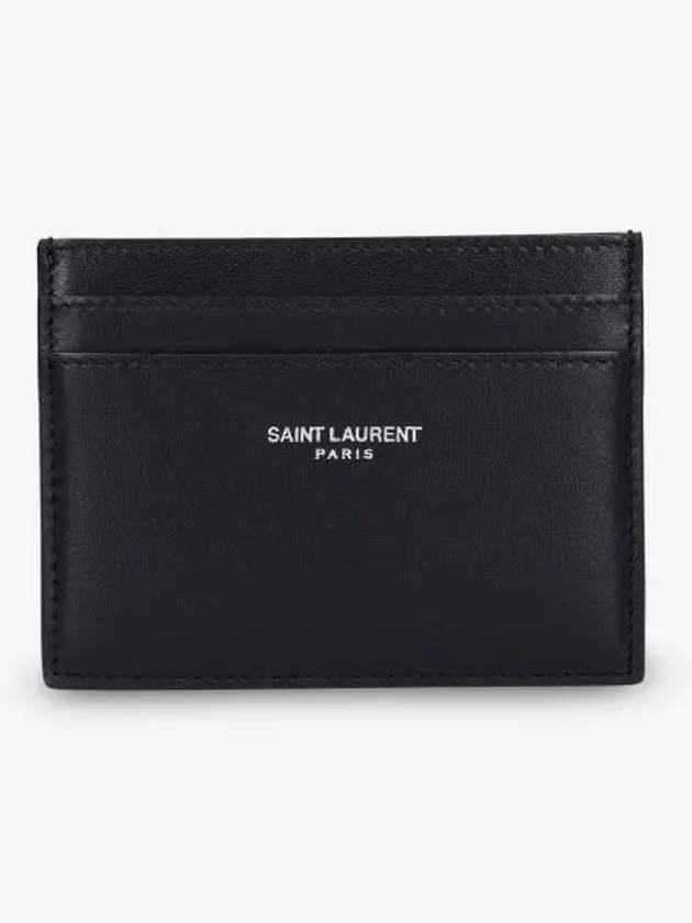 Smooth Leather Classic Logo Card Wallet Black - SAINT LAURENT - BALAAN 2