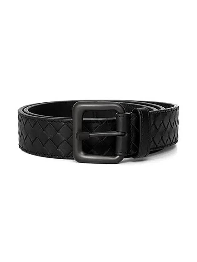 Intrecciato Leather Belt Black - BOTTEGA VENETA - BALAAN 3