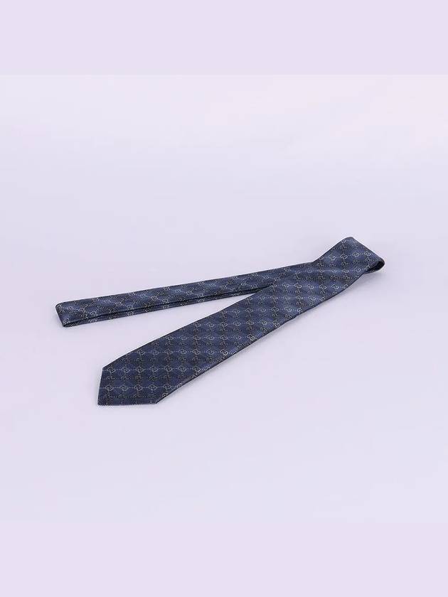 GG Pattern Slim Silk Tie Navy - GUCCI - BALAAN 5