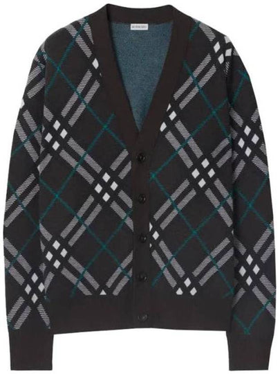 Check V-Neck Wool Mohair Blend Cardigan Snug - BURBERRY - BALAAN 2