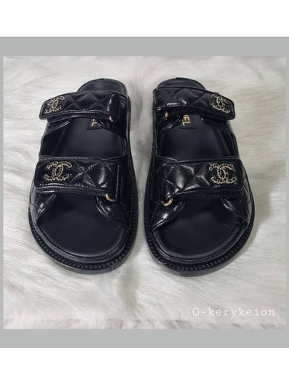 CC Logo Velcro Sandals Black - CHANEL - BALAAN 2