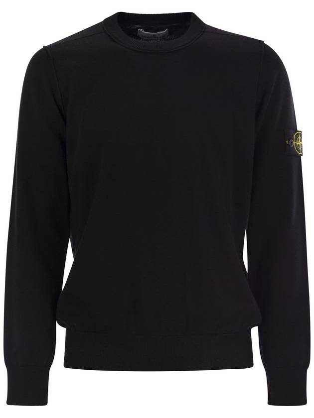 Crew neck small roll detail sweatshirt black - STONE ISLAND - BALAAN 2