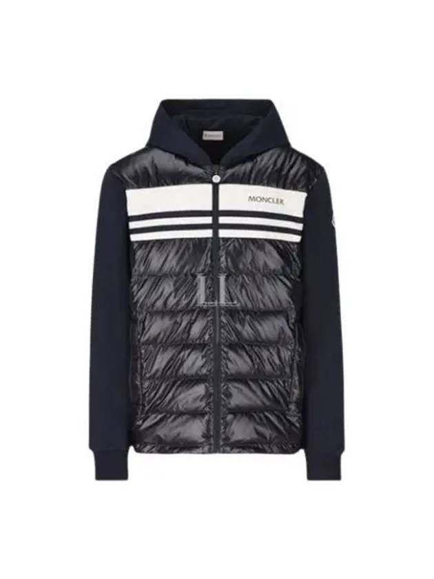 Logo Cotton Zip Up Hoodie Navy - MONCLER - BALAAN 2