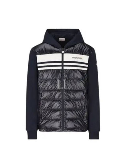 Logo Cotton Zip Up Hoodie Navy - MONCLER - BALAAN 2