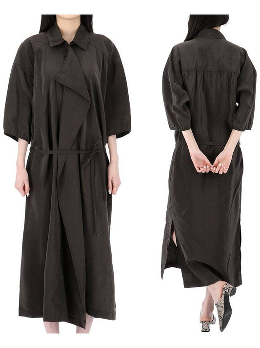 Asymmetrical Shirt Midi Dress Dark Espresso - LEMAIRE - BALAAN 2