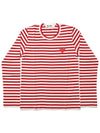 Women's Red Heart Wappen Stripe Long Sleeve T-Shirt Red - COMME DES GARCONS - BALAAN 2