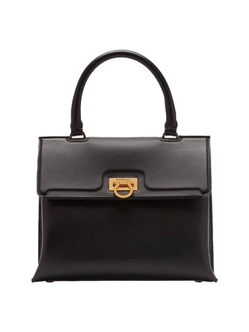 Trifolio Top Handle Tote Bag Black - SALVATORE FERRAGAMO - BALAAN 1