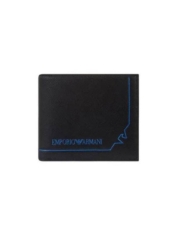 Men s Eagle Logo Line Bifold Wallet Black 270888 - EMPORIO ARMANI - BALAAN 1