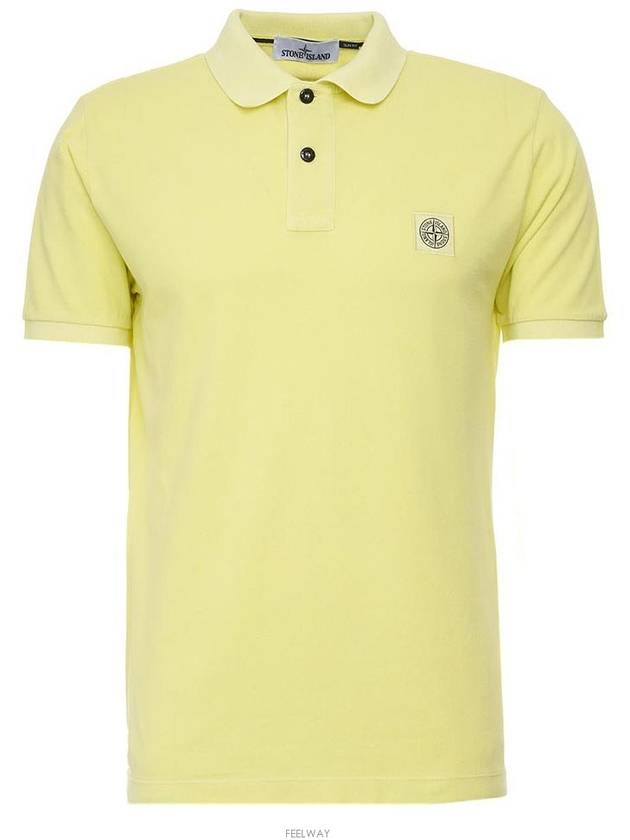 Men's Logo Patch Cotton Short Sleeve Polo Shirt Light Yellow - STONE ISLAND - BALAAN 2