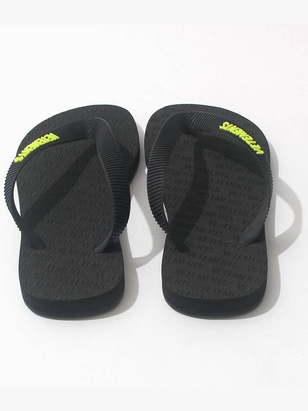 Yellow Logo Strap Flip Flops Black - VETEMENTS - BALAAN 4