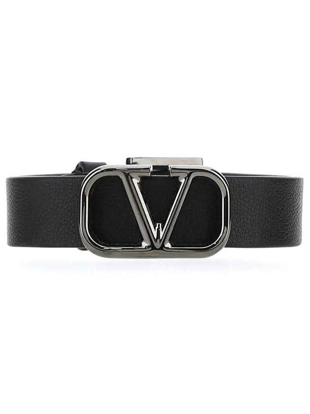 V Logo Leather Bracelet Black - VALENTINO - BALAAN.