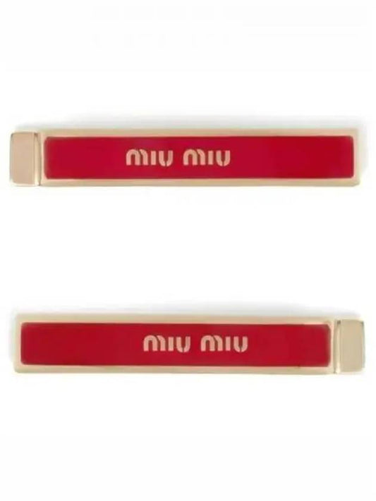 Engraved Logo Hair Pin Set Red - MIU MIU - BALAAN 2