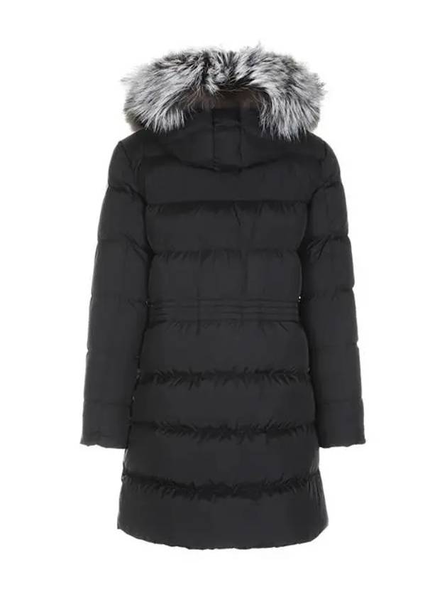 Women's Afroti Aphroti Silver Fox Fur Down Long Padding Black - MONCLER - BALAAN.