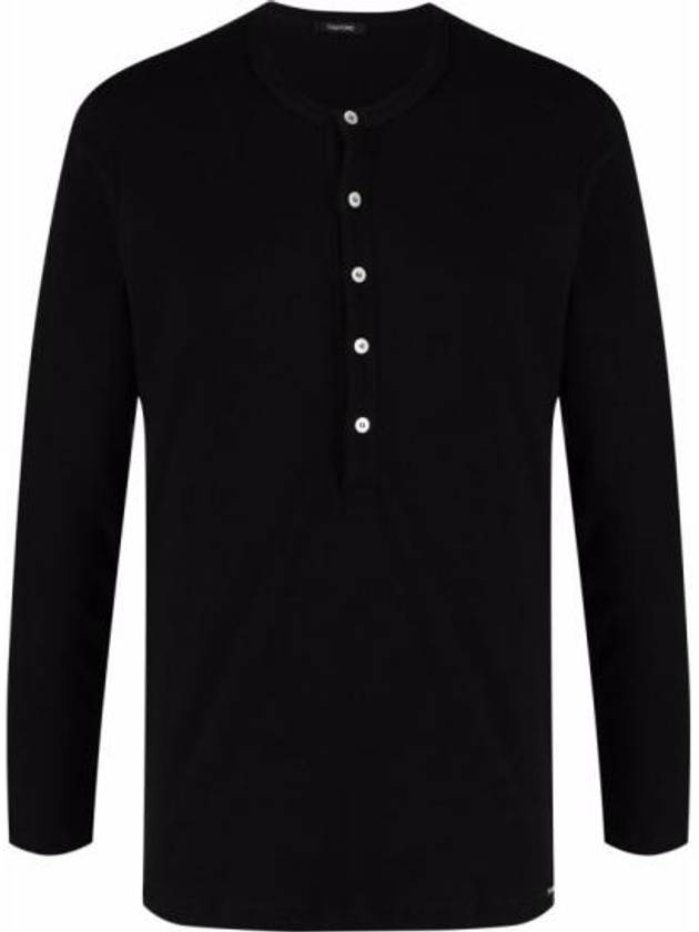 Henry Neck Long Sleeve T-Shirt Black - TOM FORD - BALAAN 3