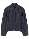 Triangle Logo Chambray Shirt Jacket Navy - PRADA - BALAAN 2