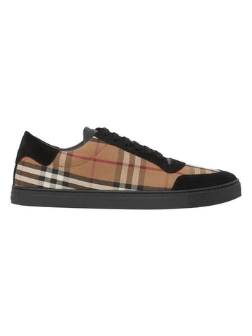 Vintage Check Cotton Suede Low Top Sneakers Brown - BURBERRY - BALAAN 1