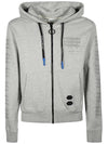 Men's Diagonal Industrial Slim Zip-Up Hoodie Grey - OFF WHITE - BALAAN 1