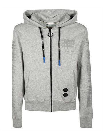 Men's Diagonal Industrial Slim Zip-Up Hoodie Grey - OFF WHITE - BALAAN 1