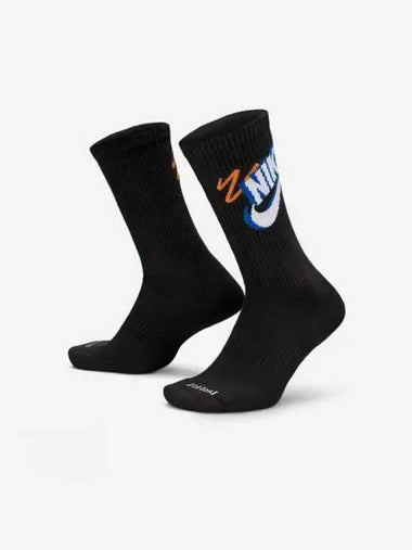 Everyday Plus Sports Crew Socks 3 Pairs Black HJ9339 902 - NIKE - BALAAN 1