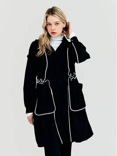 Golf women s long hood piping color matching coat black - HENRY STUART - BALAAN 2