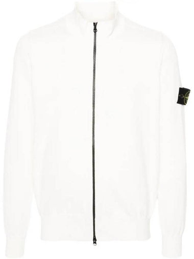 Wappen Patch Cotton Zip-Up Cardigan White - STONE ISLAND - BALAAN 1