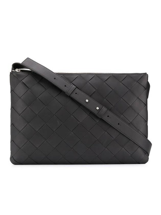 Intrecciato Zipper Cross Bag Black - BOTTEGA VENETA - BALAAN 1